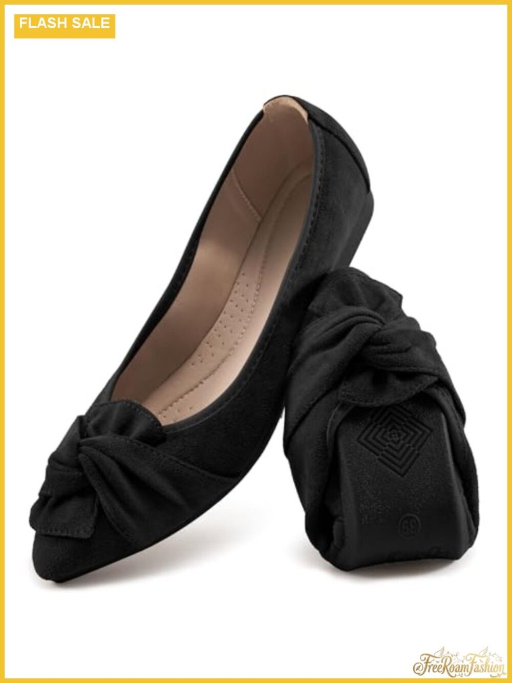 Comfortable Dressy Flats Cushioned Insole Lightweight Slip On Foldable Bow